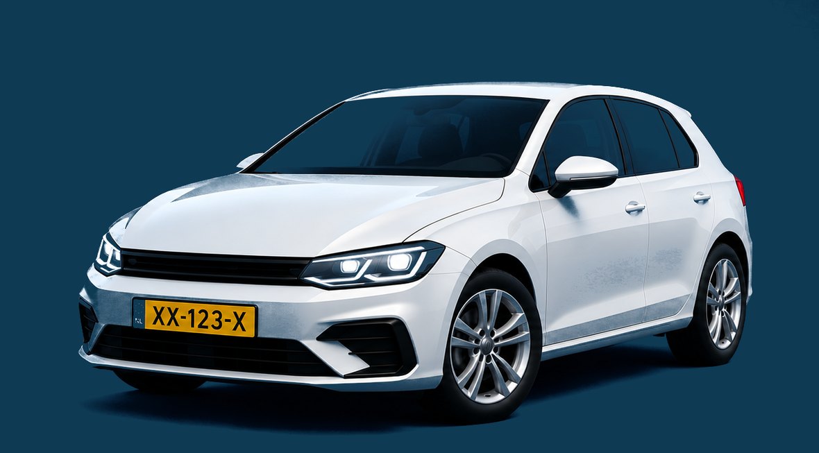 Witte hatchback met Nederlands kenteken